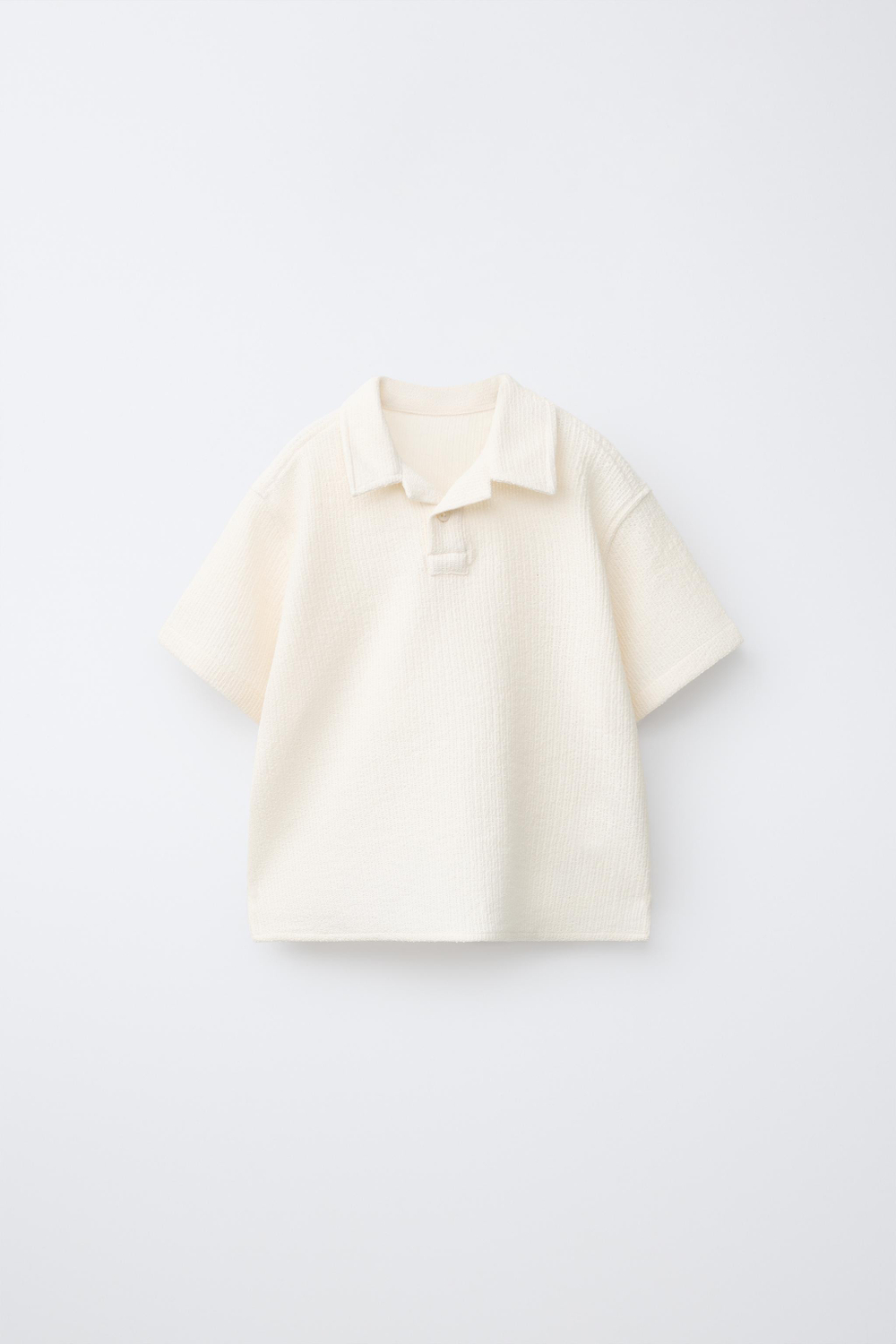 ZARA ОДНОТОННОЕ ТРИКОТАЖНОЕ ПОЛО, ЭКРЮ