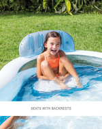 Бассейн надувной Intex 56475 Swim Center Family Lounge 229х229х66 см / Квадратный бассейн Интекс с сиденьями и спинками для дачи и отдыха