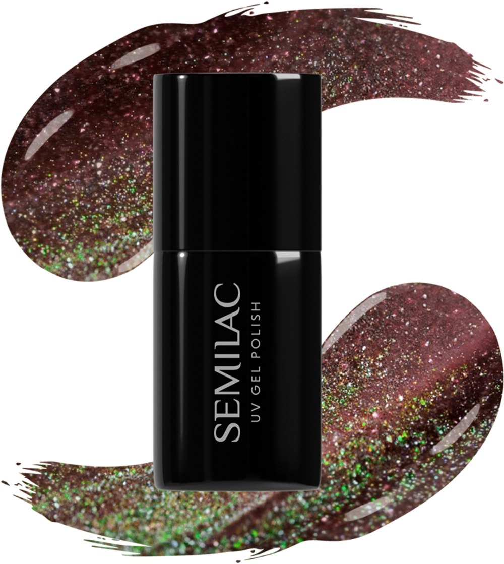 Semilac UV Hybrid Galaxy Flash - Гибридный лак для ногтей с использованием УФ / СВ-лампы оттенок 824 Digital Red, 7 ml