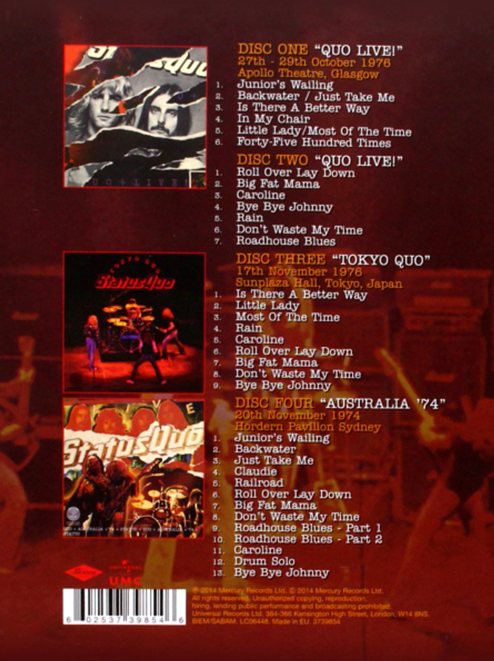Status Quo / Live! (Deluxe Edition)(4CD)