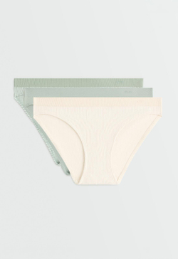 OYSHO Набор из трех бесшовных классических трусов Soft touch с перфорацией, зеленое яблоко