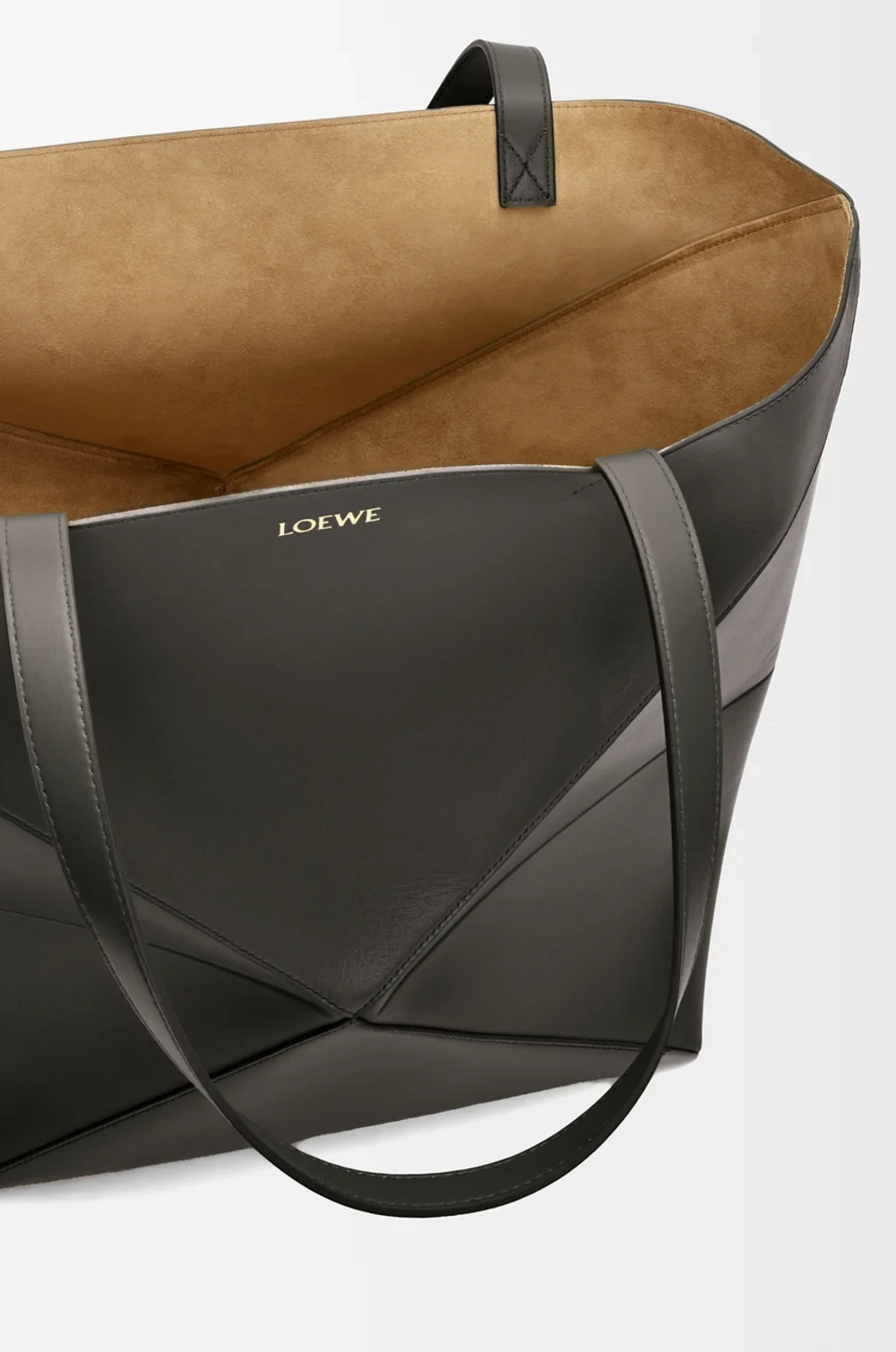 Loewe Сумка-тоут XL Puzzle Fold из блестящей телячьей кожи, темно-серый