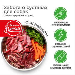 Корм сухой для взрослых собак очень крупных пород, премиум полнорационный комплекс, забота о суставах, с ягненком, 2,5 кг, QUATTRO