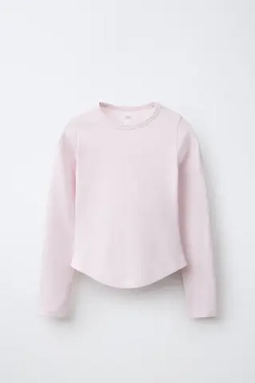 ZARA ОДНОТОННЫЙ ЛОНГСЛИВ С МОДАЛОМ, РОЗОВЫЙ