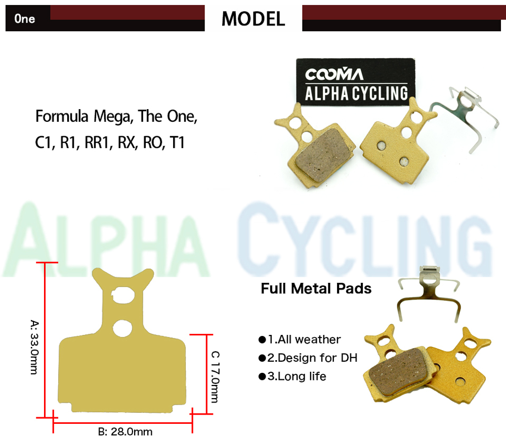 Тормозные колодки formula RR1, R1R, R1, RO, RX, T1, Mega (метал).