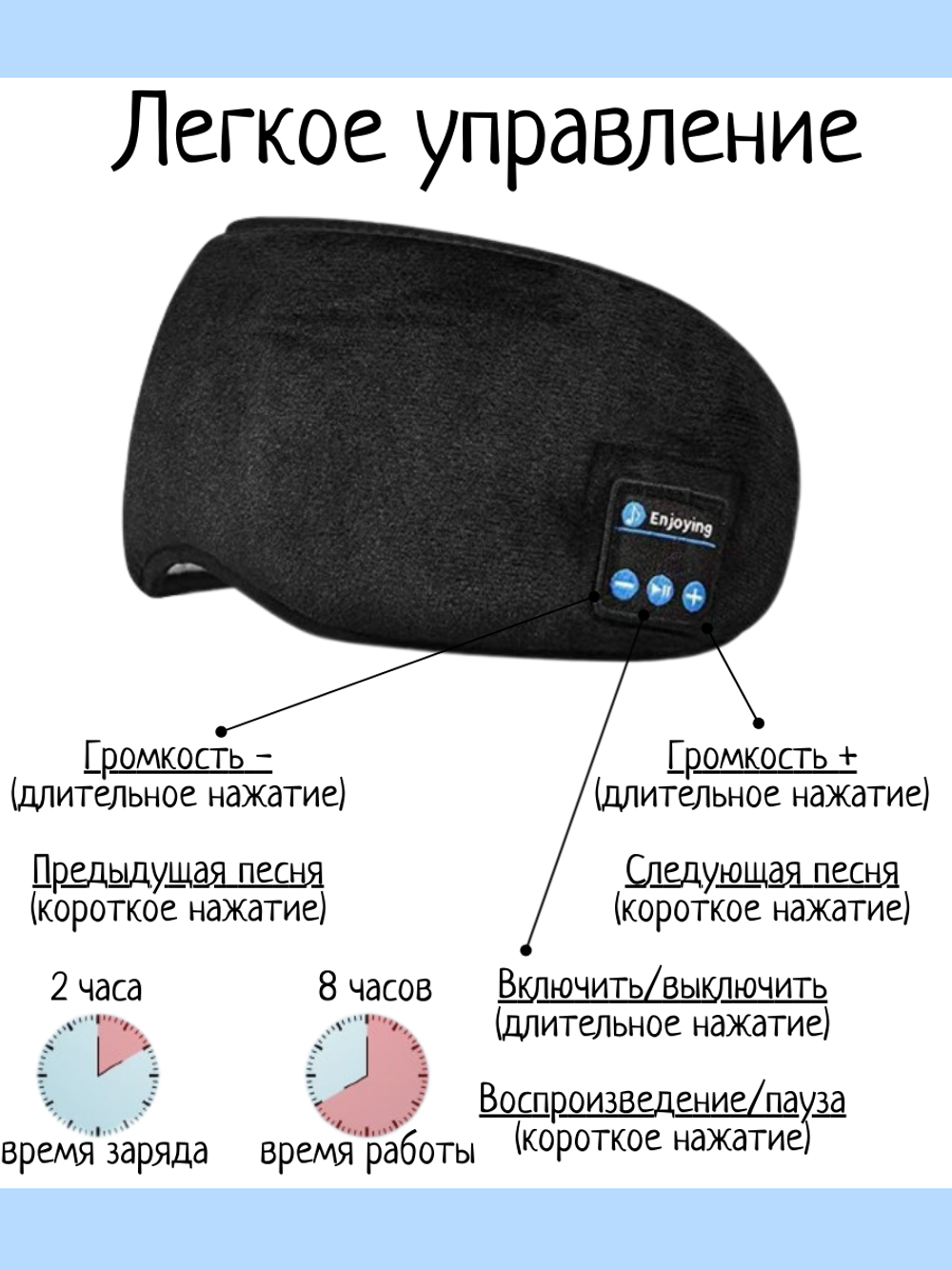 Маска для сна с наушниками Bluetooth