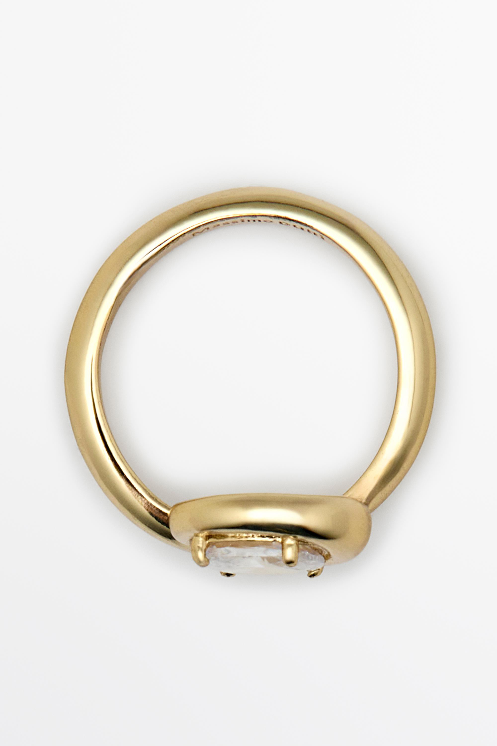 Massimo Dutti Кольцо с блестящим кристаллом, золотистый