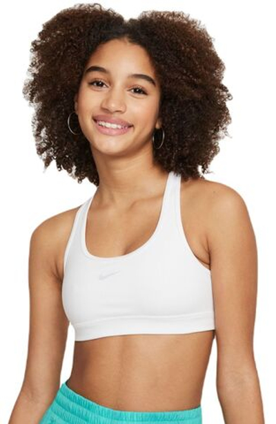 Топ для девочки теннисный Nike Girls Swoosh Sports Bra - white/pure platinum
