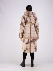Дубленка зимняя длинная с капюшоном оверсайз