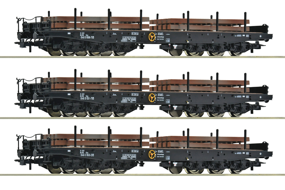 Набор из 3-х вагонов Heavy-duty flat wagons, NS , IV эпоха