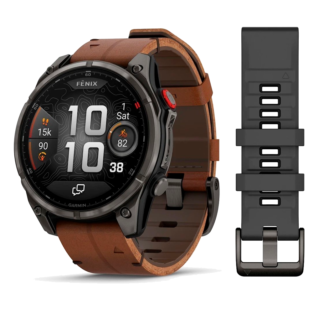 Умные часы Garmin Fenix 8 Pro, 47mm, Amoled Sapphire Titanium Carbon Grey Chestnut Leather (010-03198-40)