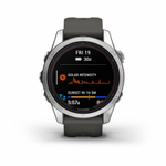 Смарт-часы Garmin Fenix 7s Pro Solar серебристый с черным силиконовым ремешком, 010-02776-01