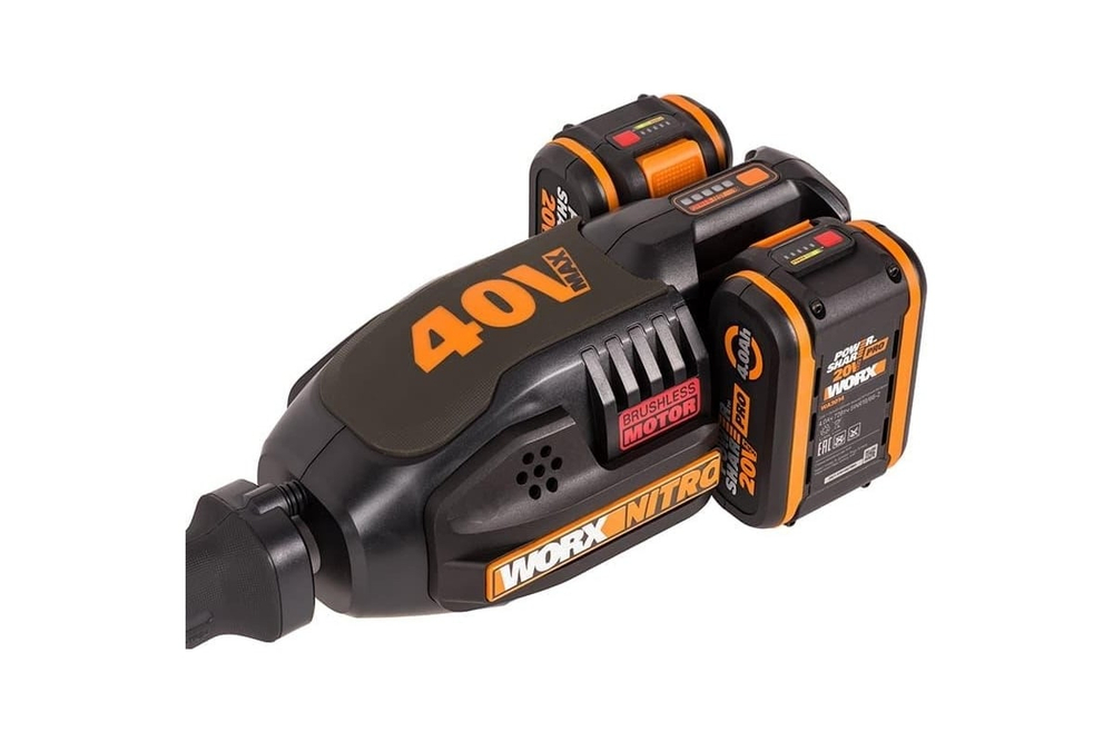 Триммер аккумуляторный WORX NITRO WG186E.1, 40В, бесщеточный, 4Ач х2, ЗУ 2А х2, коробка