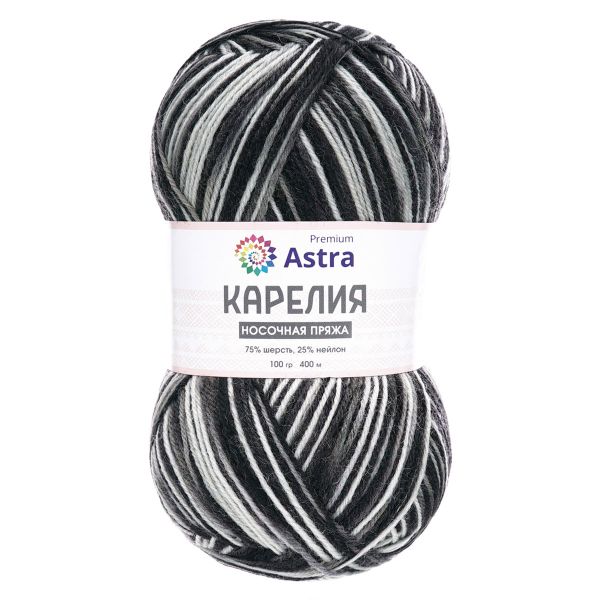 Пряжа Astra Premium (Астра Премиум) Карелия носочная (Karelia sock) / уп.2 мот. по 100 г, 400 м, 1015