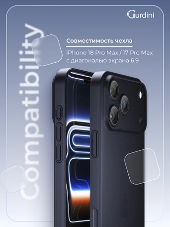 Чехол накладка iPhone 17 Pro Max / 18 Pro Max 6.9" Gurdini Super Slim 0.3 mm Midnight Blue