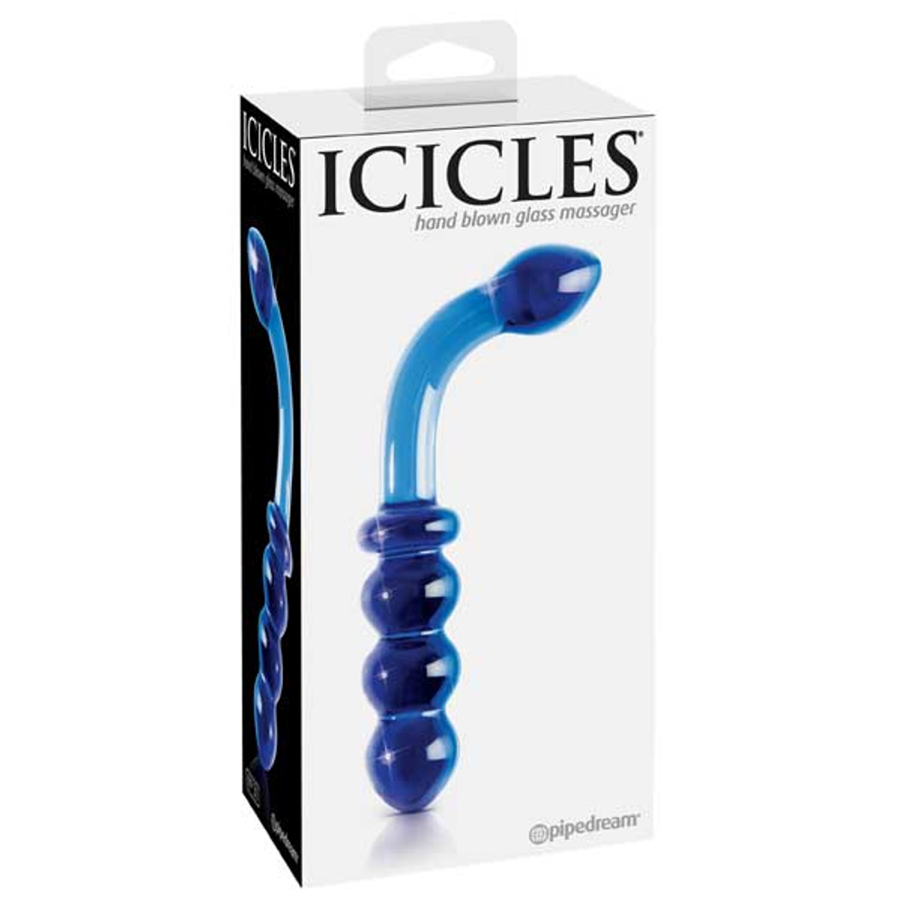 Синий стеклянный анальный стимулятор ICICLES № 31