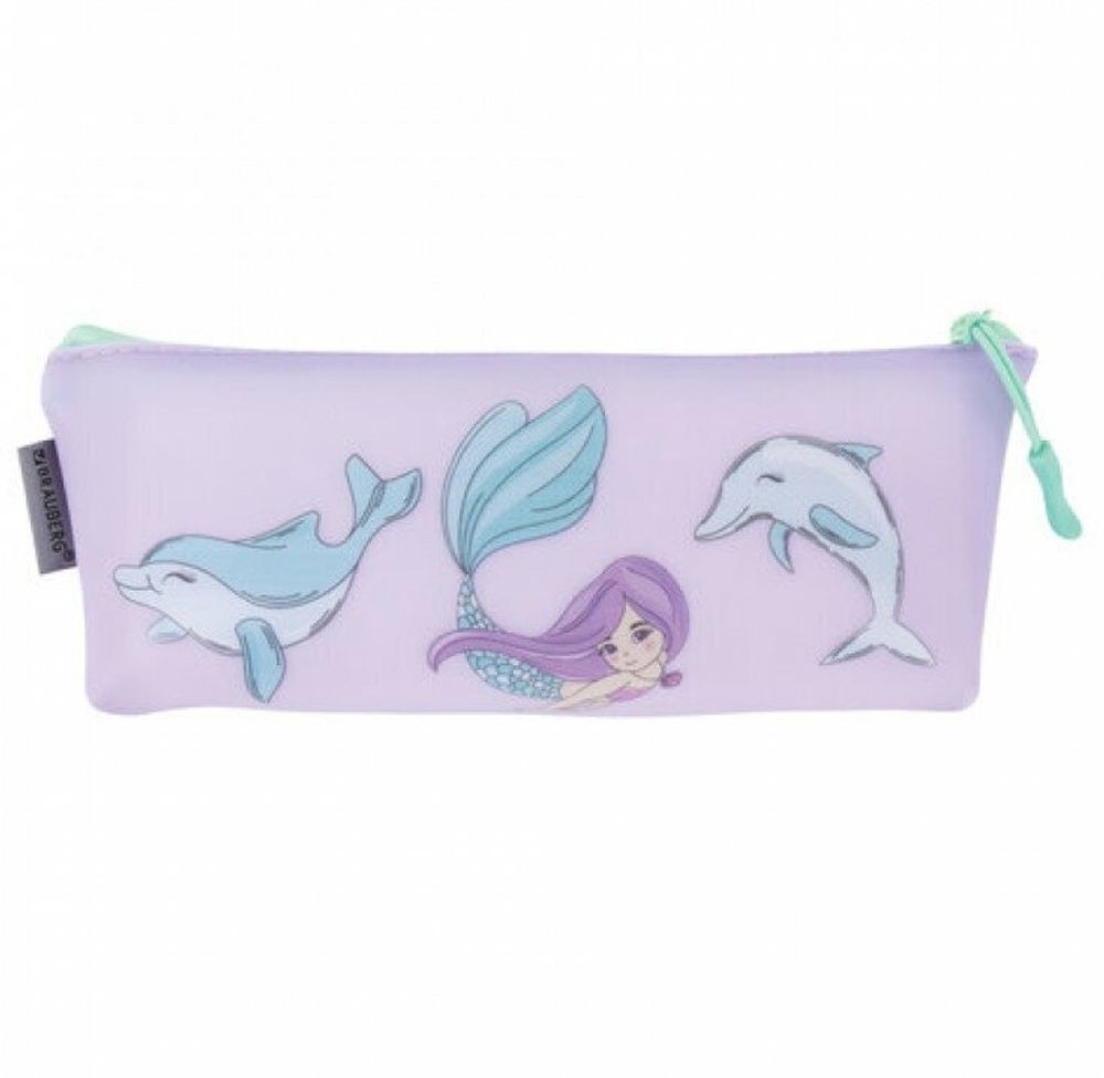 Пенал-косметичка BRAUBERG треугольный, мягкий, "Mermaid", 22х3х8 см, 229256