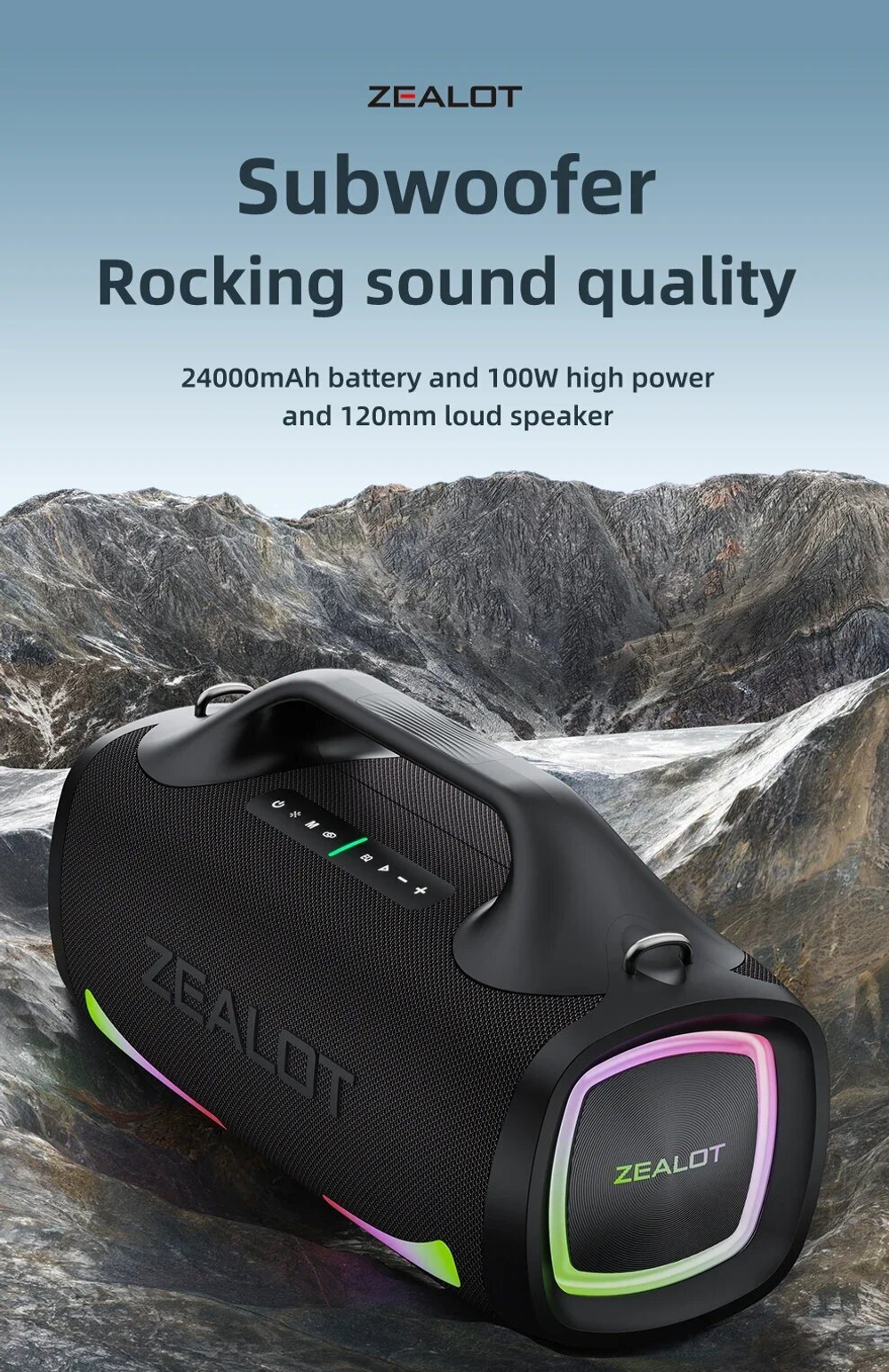 Bluetooth-динамики ZEALOT S79, 100 Вт, 24000 мА · ч, black