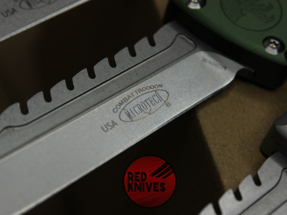Нож Microtech Troodon 3 BOWIE Gray - рукоять серый алюминий