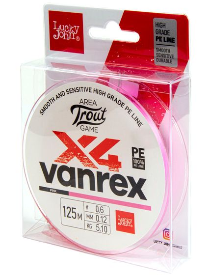 Леска плетёная LJ Area Trout Game х4 BRAID Pink 125 м, 0,12 мм