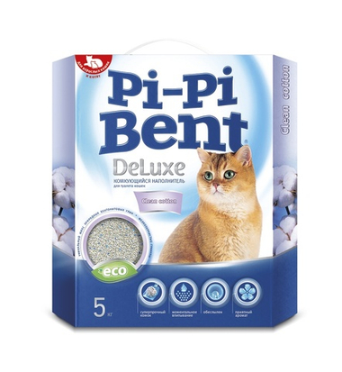 Наполнитель Pi Pi Bent DeLuxe clean cotton комкующийся для кошек 5 кг