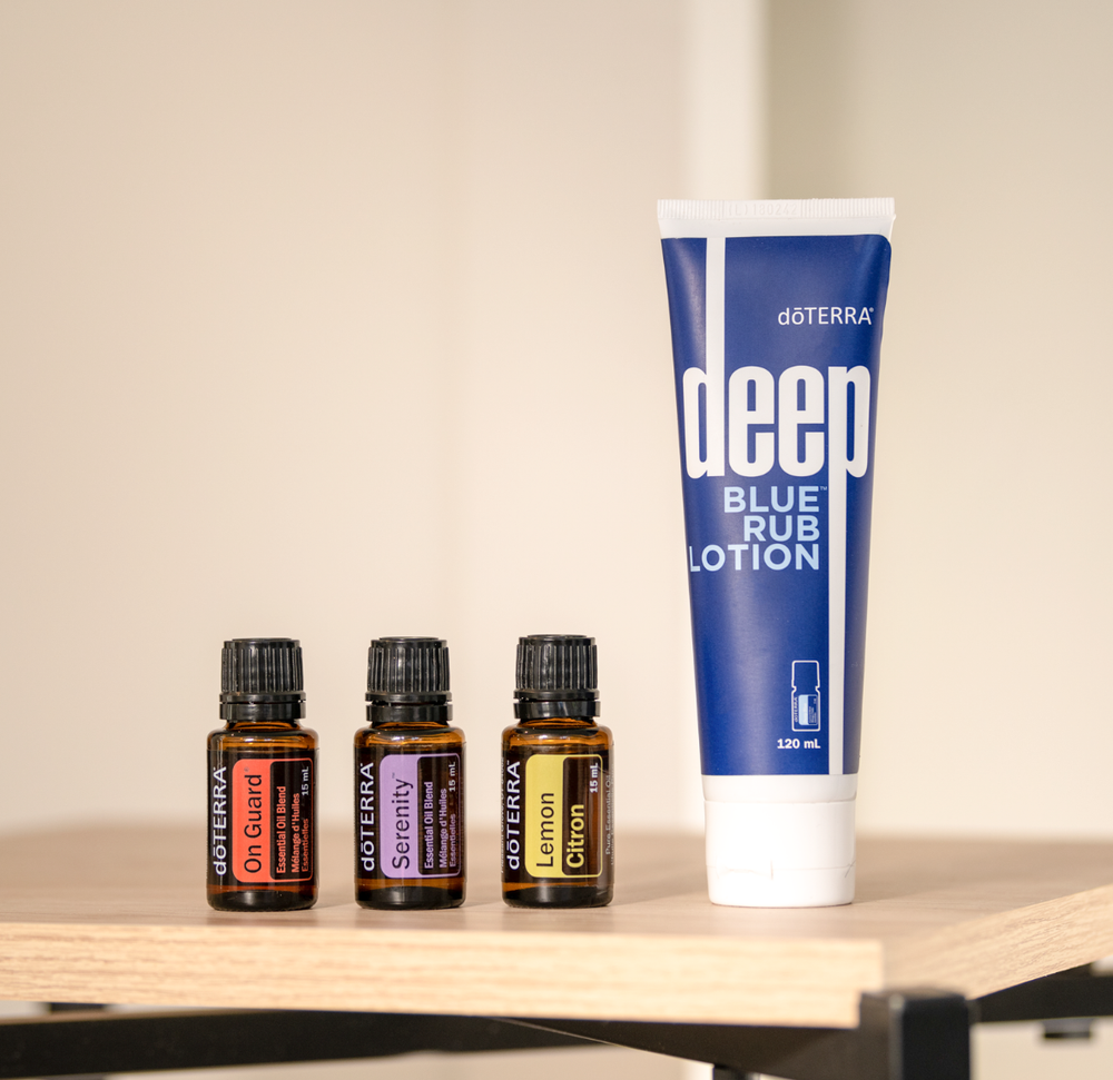 Набор эфирных масел и крем Дип Блю doTERRA «Простые решения», 3x15 мл + 120 мл.