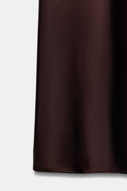 ZARA АТЛАСНАЯ ЮБКА МИДИ, БОРДОВЫЙ