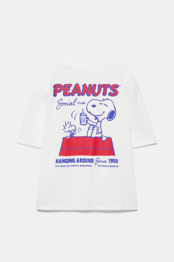 PULL&BEAR PULL&BEAR Футболка с изображением Snoopy из мультфильма «Peanuts», цвет льда