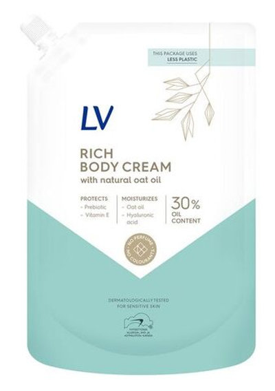 Крем для тела LV OAT Rich body cream с пребиотиком, гиалуроновой кислотой, витамином Е и овсяным маслом 200 мл (Из Финляндии)