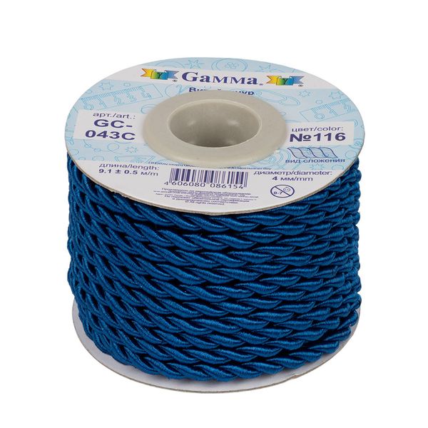 Шнур витой ⌀4.0 мм, 9.1 м, 116 т-синий, Gamma GC-043C