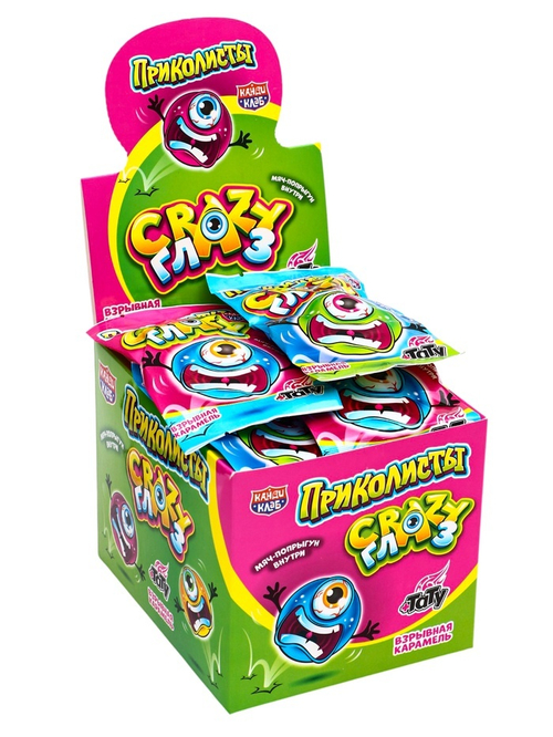 Карамель взрывная "Crazy Глаз" с игрушкой и татуировкой