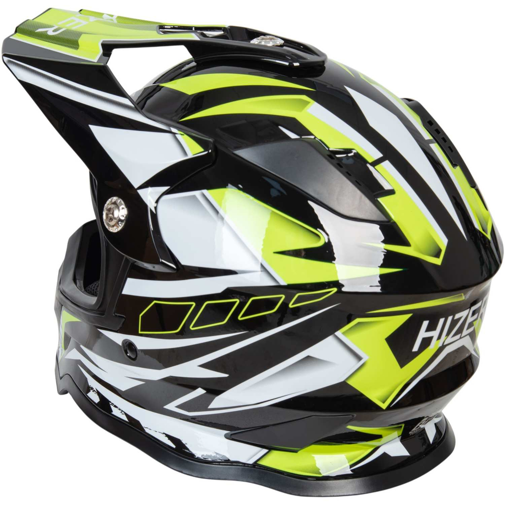 Шлем мото кроссовый HIZER B6197 №5 (M) black/yellow/white