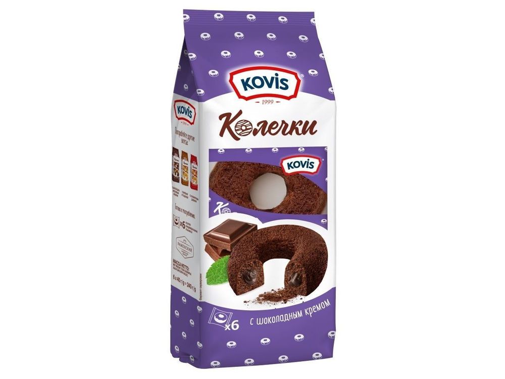 Пирожные бисквитные Колечки с Шоколадным кремом Kovis 240г