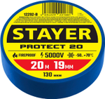 STAYER PROTECT-20, 19 мм х 20 м, 5 000 В, синяя, изолента ПВХ, Professional (12292-B)