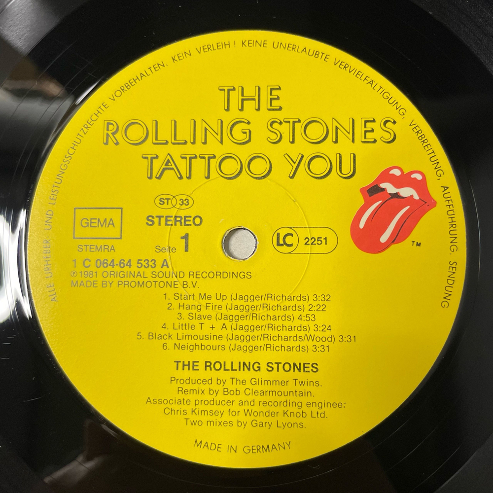 Винтажная виниловая пластинка LP Rolling Stones Tattoo You (Германия 1981)