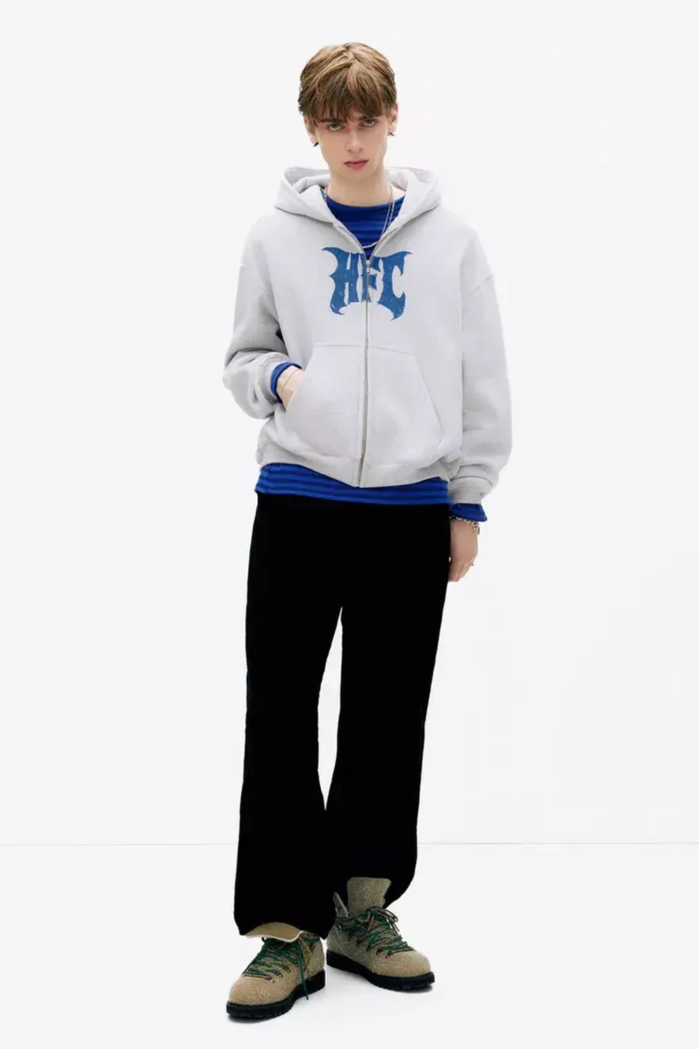 PULL&BEAR Толстовка с капюшоном HFC "Stranger Things", серый меланж