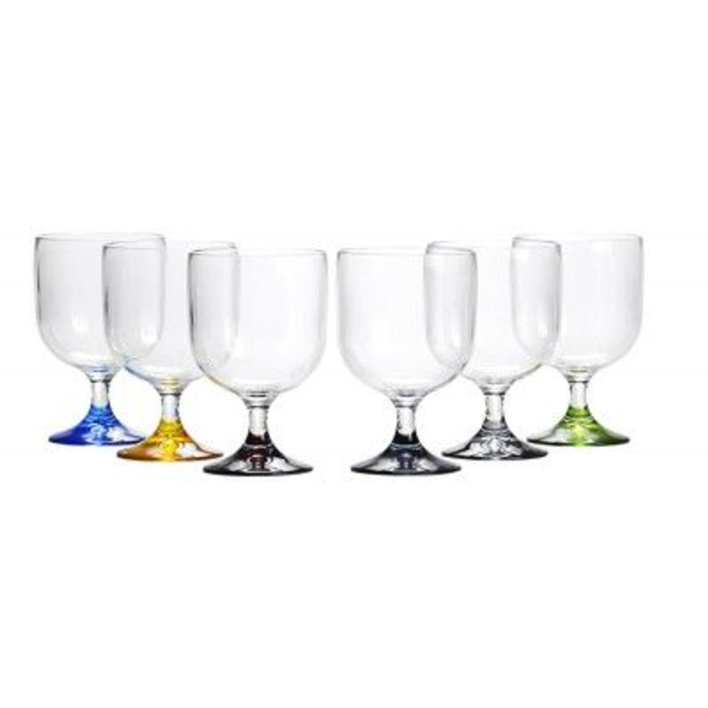 Прозрачные бокалы "Party", цветные ножки, 7х11,2 см, 6 шт (10254570)