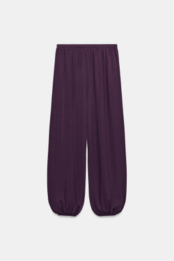 ZARA БРЮКИ-ШАРОВАРЫ, ТЕМНО-БАКЛАЖАНОВЫЙ