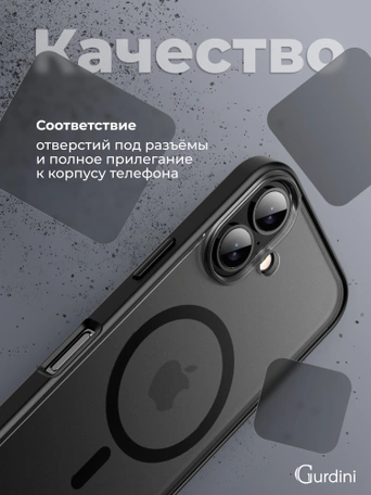 Чехол накладка iPhone 16 Plus 6.7" Gurdini Shockproof Case with Magsafe Black