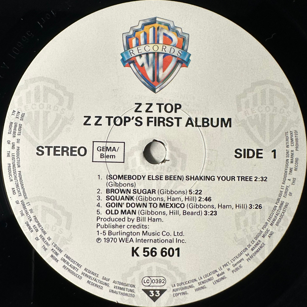 ZZ Top ‎– ZZ Top's First Album (Германия 1991г.)