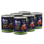 Консервы Brit Premium By Nature для взрослых собак всех пород, говядина и сердце, 6 шт x 850 гр