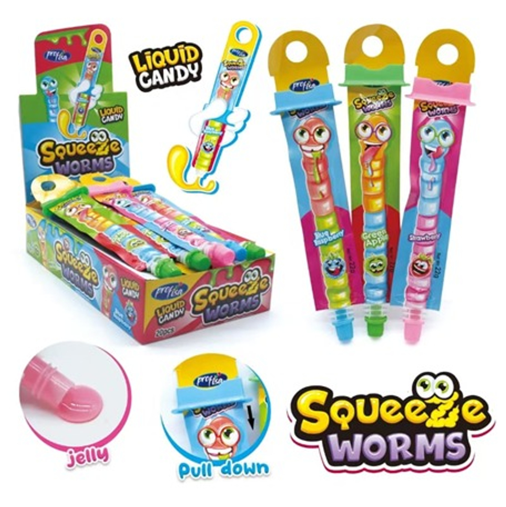 Жидкая карамель-гель "Squeeze Worm liquid jelly" 20шт*22г