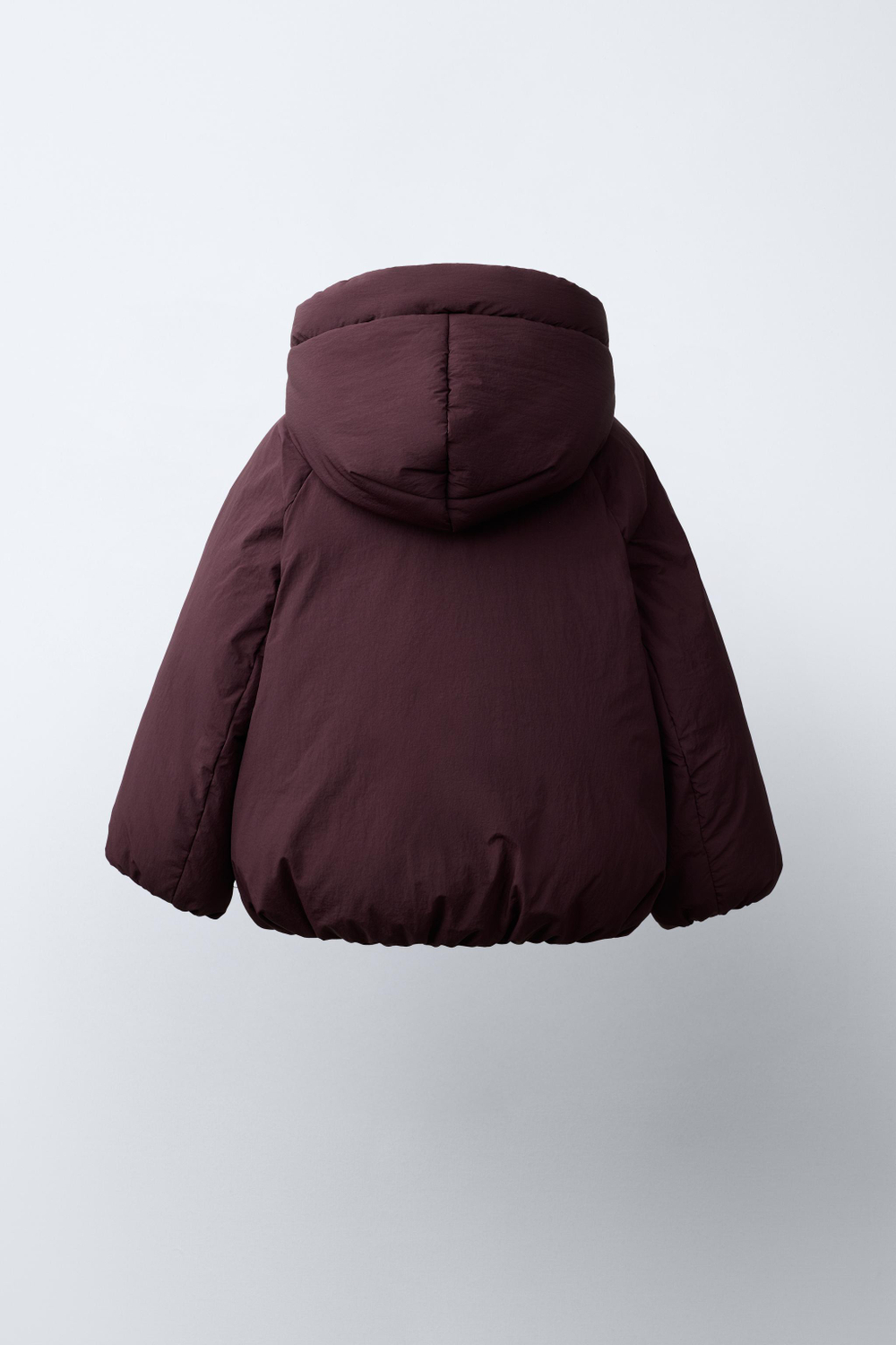 ZARA ПУХОВИК С НАПОЛНИТЕЛЕМ ИЗ ПЕРА И ПУХА WATER REPELLENT, БАКЛАЖАННЫЙ