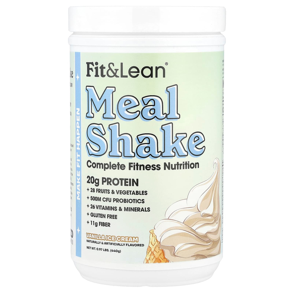 Fit & Lean, коктейль, комплексное питание для физической активности, со вкусом ванильного мороженого, 440 г (0,97 фунта)