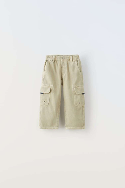ZARA ДЖИНСОВЫЕ БРЮКИ КАРГО, СЕРО-ДЫМЧАТЫЙ