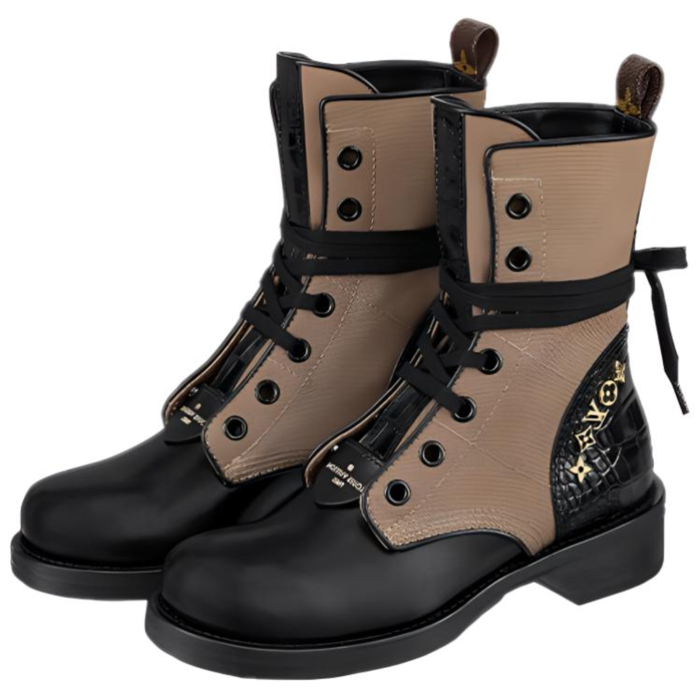 LOUIS VUITTON Lv Metropolis Flat Ranger Boots "Brown" Women"s