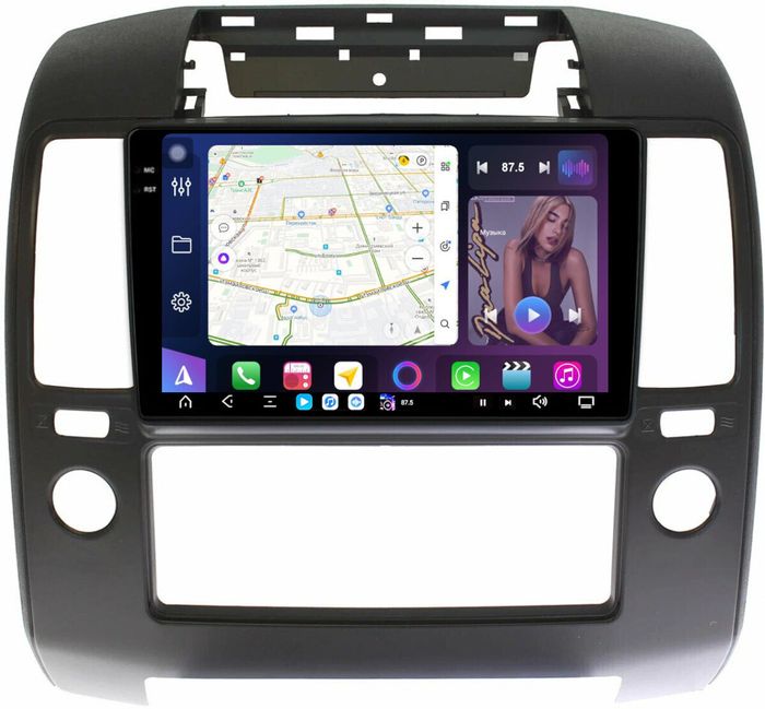 Магнитола для Nissan Navara D40 2004-2014 (кондиционер) - FarCar S500-TS20 монитор 9.5" 2K QLED на Android 14, Быстрейшая, CarPlay, 4G SIM-слот