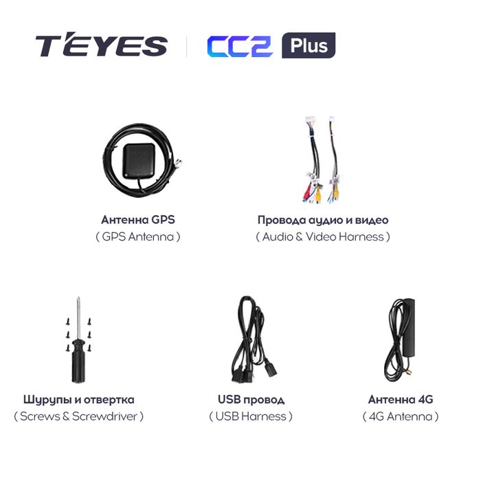 Стартовый пакет проводов и антенн для автомагнитол Teyes CC2 PLUS, CC3L, X1, SPRO PLUS, TPRO2