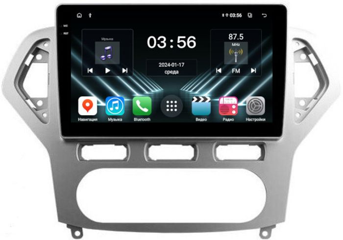 Магнитола для Ford Mondeo 4 2007-2010 (рамка черная) - FarCar S280 монитор 10.36" IPS на Android 13, CarPlay