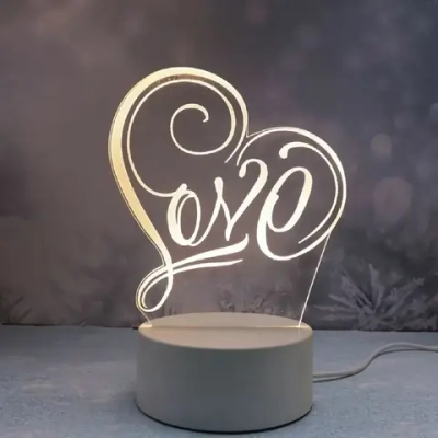 Светильник ночник «3D-LOVE YOU» на пластиковой подставке, с включателем USB